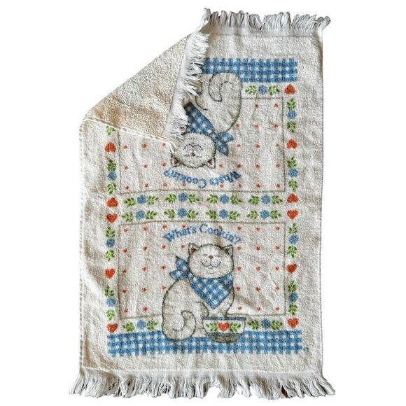 Vintage Cannon What’s Cookin’ Cat Kitchen Dish Towel - Picture 2 of 3